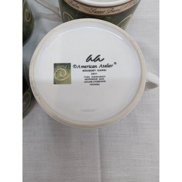 American Atelier Bouquet Garni 5011 Flat Coffee Cup 6 Oz Lot of 4 - Picture 5 of 6